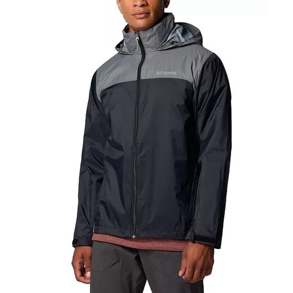 Columbia Glennaker Lake Jacket Mens XXL Hooded Rain Coat Windbreaker Black Gray